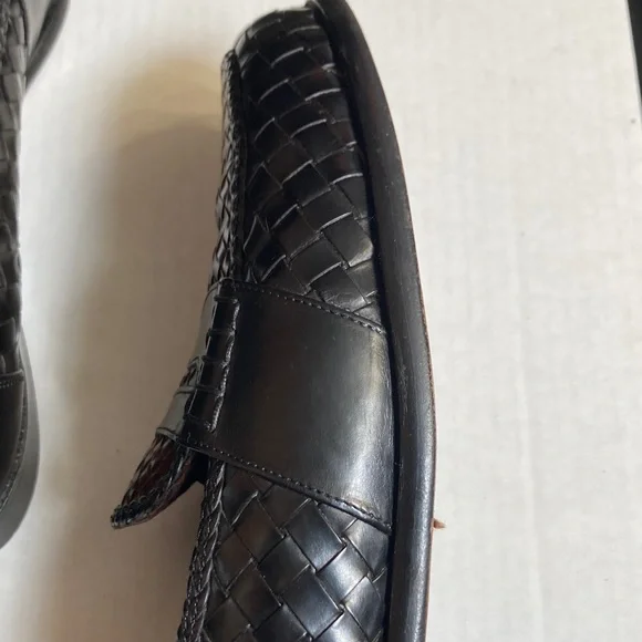 VTG Bragano Cole Haan Men's Black Brown Woven Leather Penny Loafers Italy Sz 11 - Picture 7 of 16